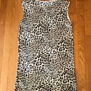 Leopard print cashmere sleeveless tunic